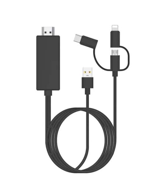 Câbles Universal 3 en 1 pour mobile intelligent vers ordinateur ,projecteur et TV