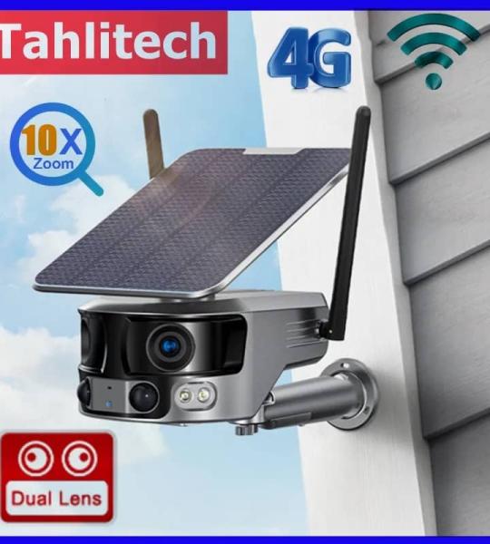 Caméra solaire 180° 4G 8MP 4K double objectif