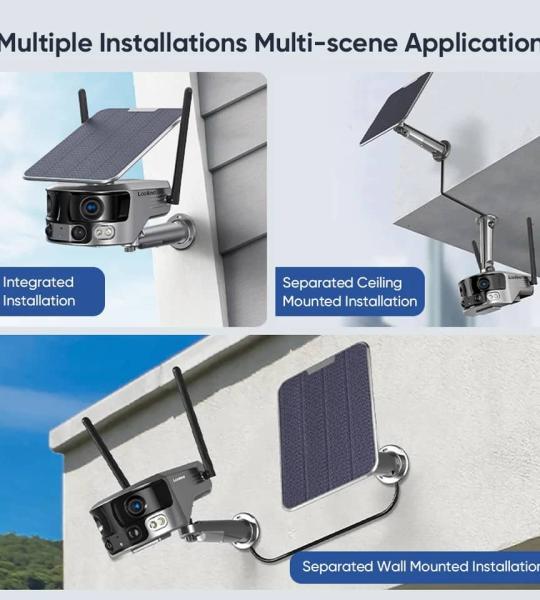 Caméra solaire 180° 4G 8MP 4K double objectif